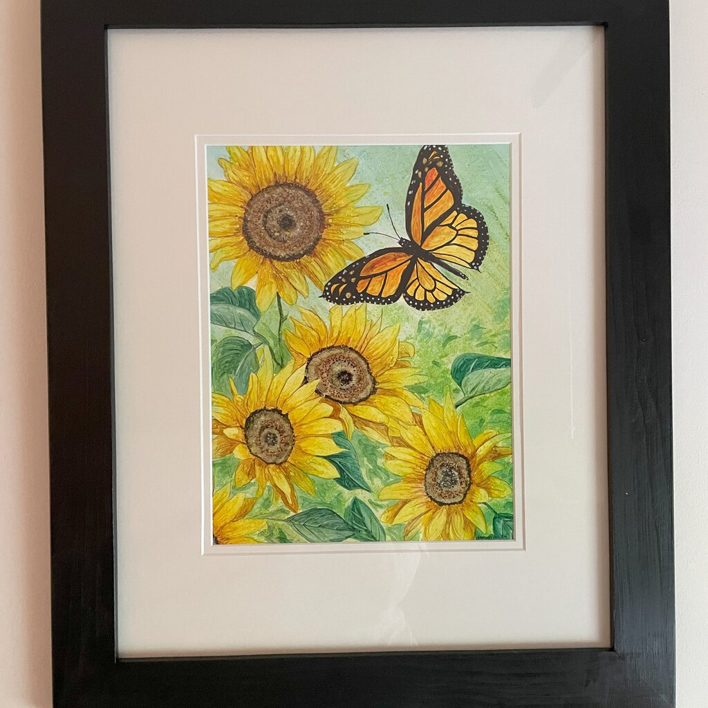 11X14 Sunflower/Butterfly Framed