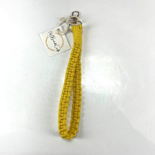 Sunshine Yellow Macrame Wristlet Keychain