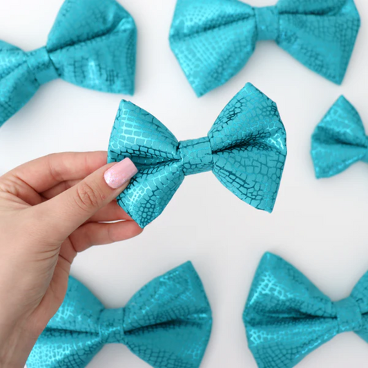 Metallic Teal - Dog Bow Tie