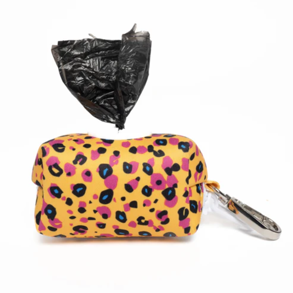 Dog Leash Bag - Yellow Animal Print