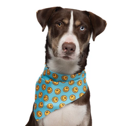 Happy AF Teal - Quick Dry Triangle Dog Bandana - view 1