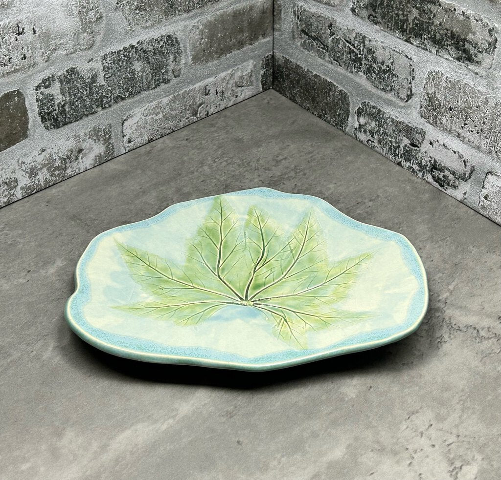 leaf imprint dish, stoneware