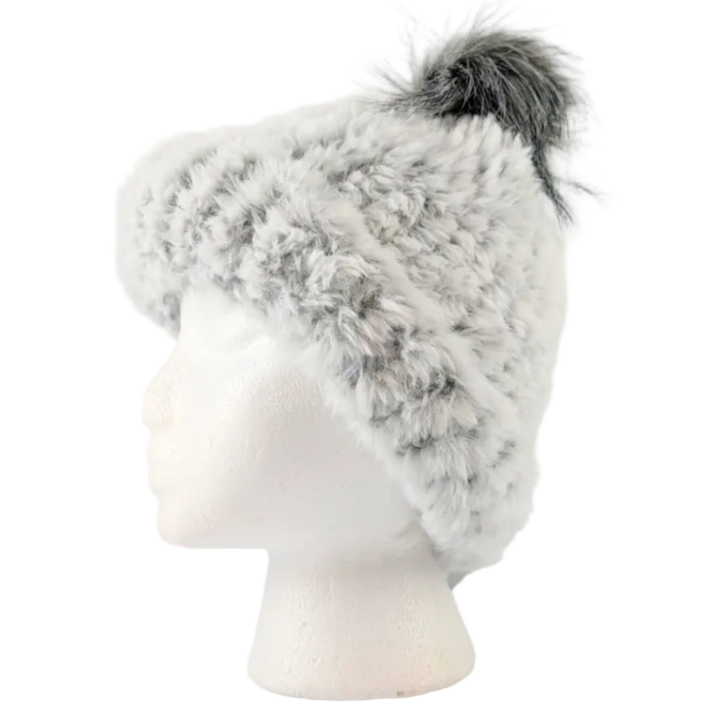 Loom Knit Winter Hat / Beanie - Chinchilla