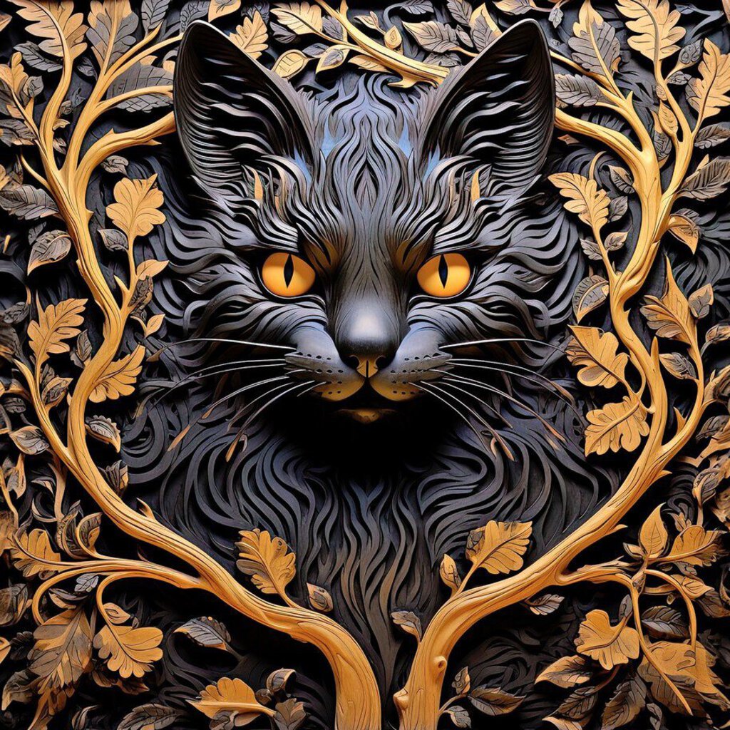 Black Cat Guardian Wood