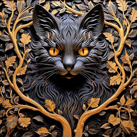 Black Cat Guardian Wood