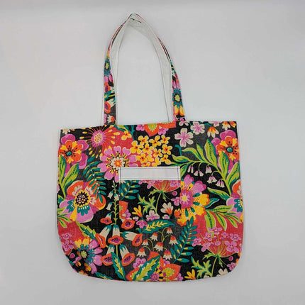 BLACK FLORAL tote w/ white