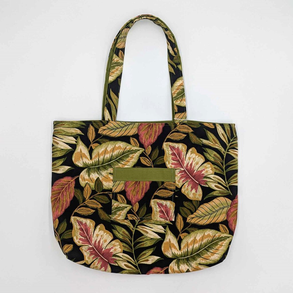 Fall leave reversible tote w/pink