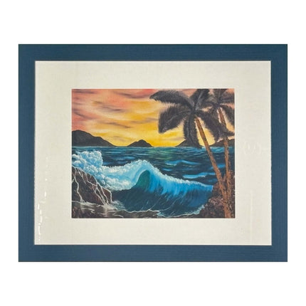 #176-2 Sunset on the Coast 11x14 gray frame / 8x10 print