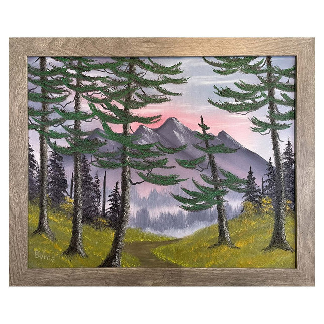 #186 A Walk in the Woods original oil on canvas 16"x20" with a gray frame