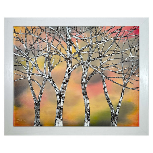 Fall Birch II 195 oil on canvas 16"x20" with a white frame by MFB Studios LLC