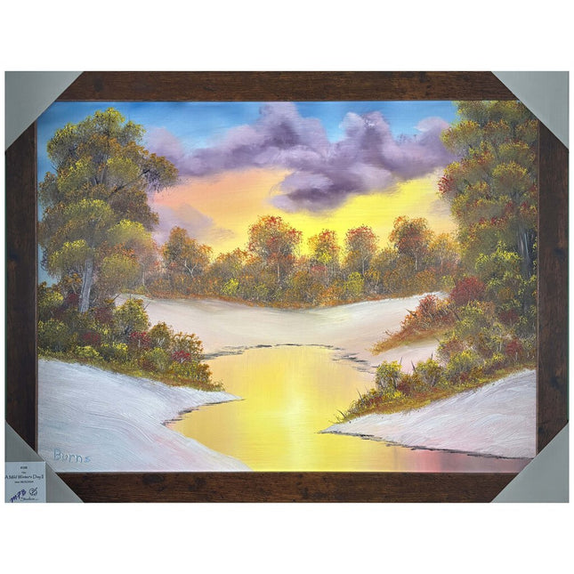 #198 A Mild Winter's Day II original oil on canvas 18"x24" with a gray frame