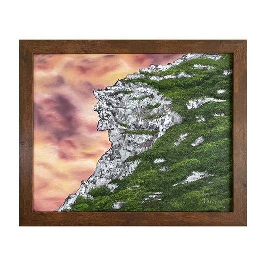 Old Man of the Mountain 171 oil on canvas 16"x20" with a brown frame by MFB Studios LLC