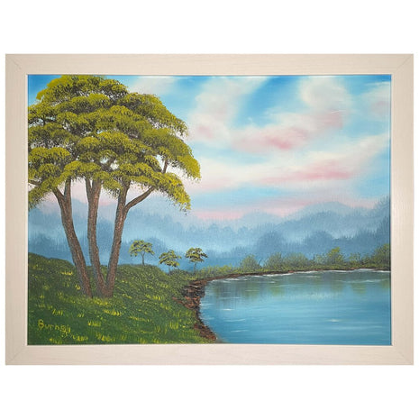 #180 Dreaming original oil on canvas 18"x24" with a white frame