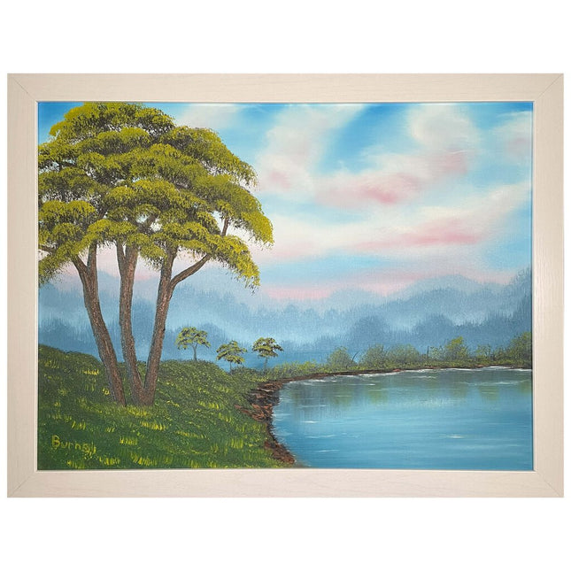 #180 Dreaming original oil on canvas 18"x24" with a white frame