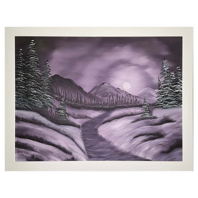 #183 Purple Moon original oil on canvas 18"x24" with a white frame