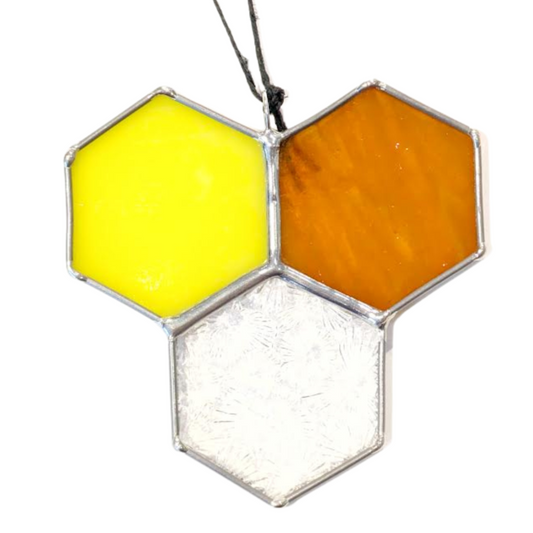 Stained Glass Honeycomb Suncatcher Ornament