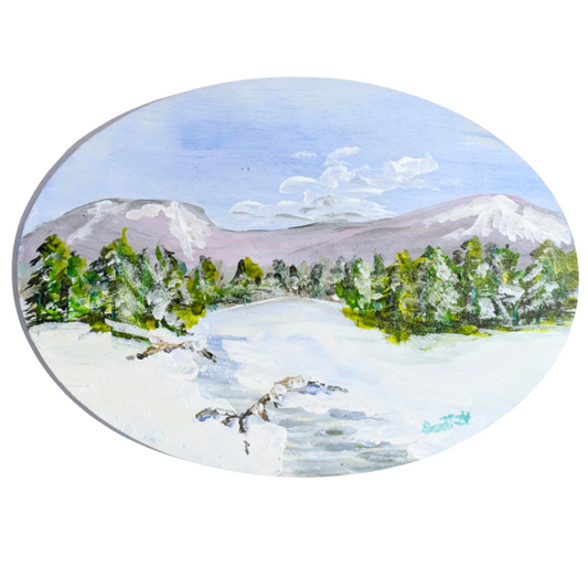 Evergreens in Winter Acrylic Painting