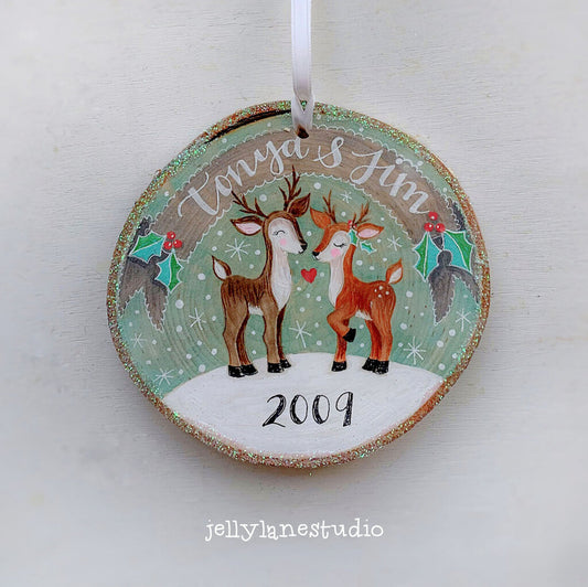 PERSONALIZED REINDEER COUPLE ornament