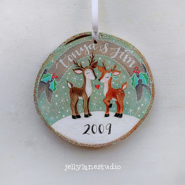 PERSONALIZED REINDEER COUPLE ornament