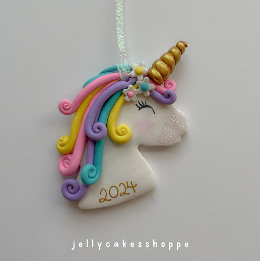 PASTEL RAINBOW UNICORN HEAD ornament