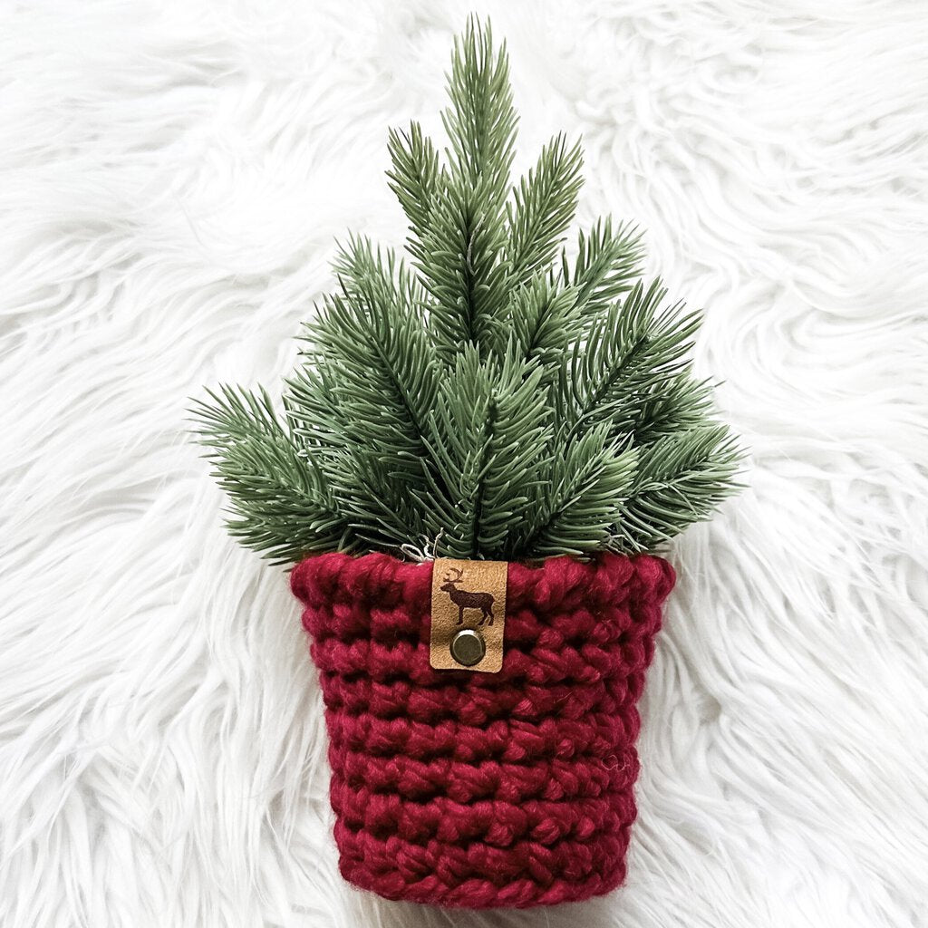 Large Faux Tree Crochet Plant Cozy