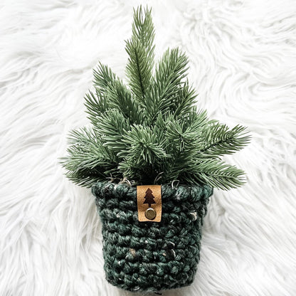 Large Faux Tree Crochet Plant Cozy