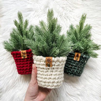 Large Faux Tree Crochet Plant Cozy