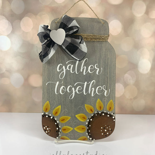 GATHER TOGETHER mason jar door hanger