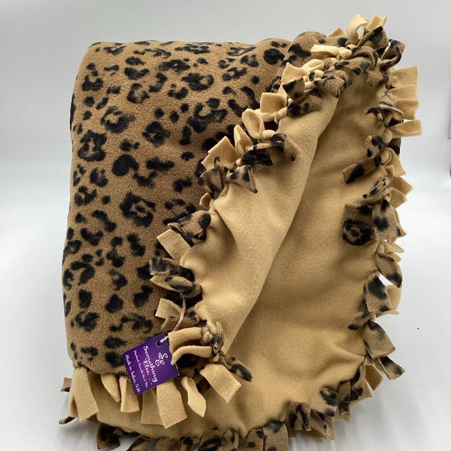 Fleece Blanket Brown leopard w/ black