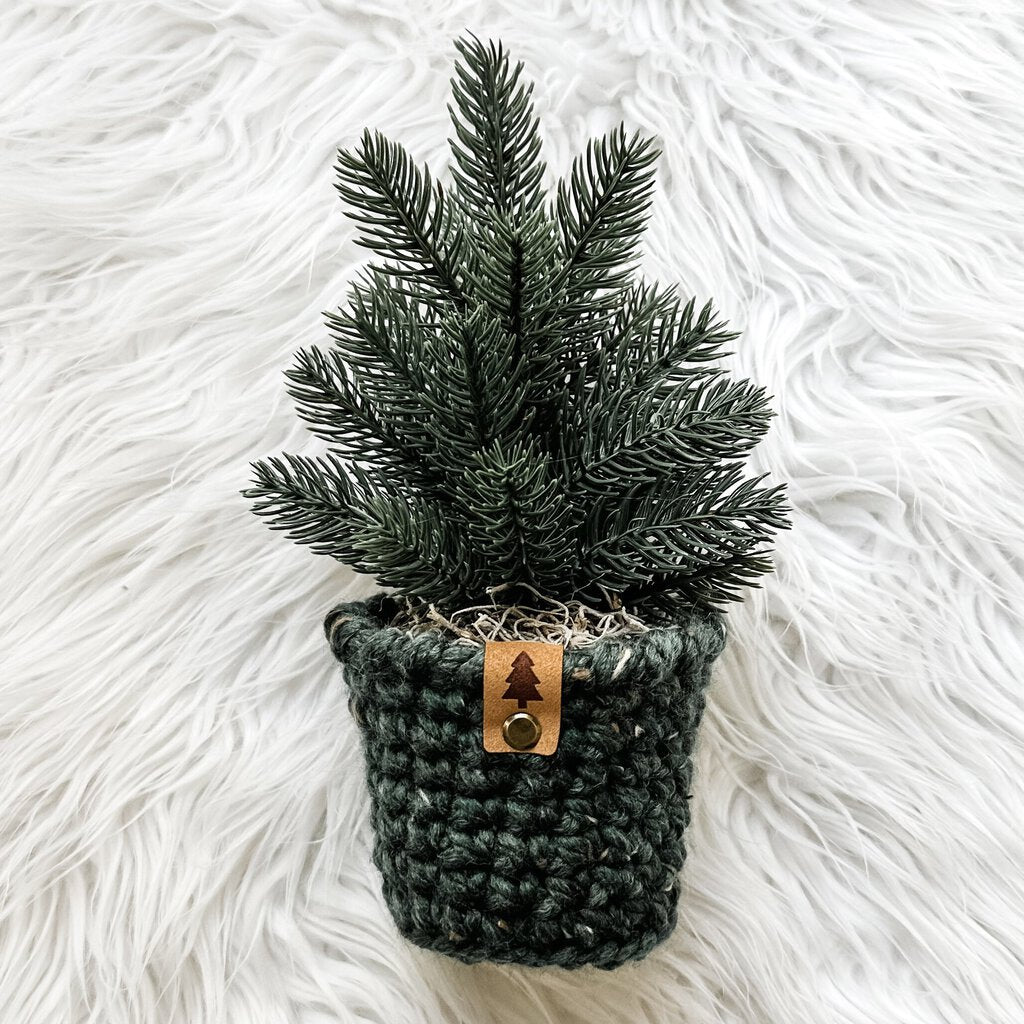 Large Kale Crochet Tree Cozy with Tree Tag