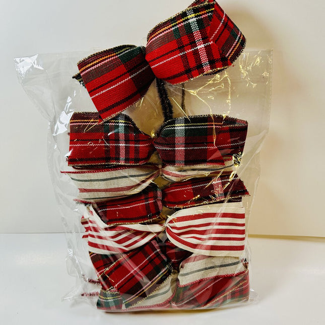Bow Set - Red Plaid & Stripes