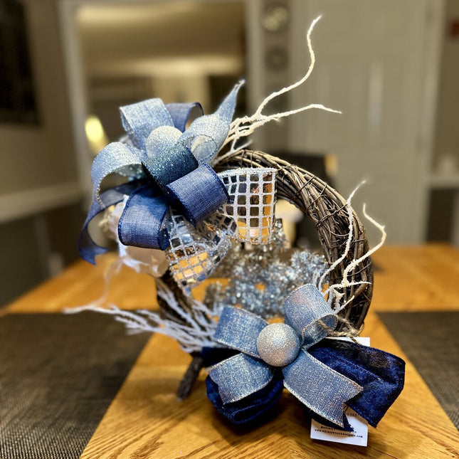 Winter Glam Wreath Centerpiece, Shelf or small-space décor