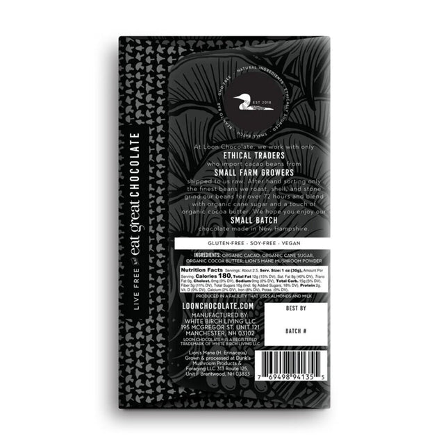 Lion's Mane Mushroom 70% Dark Chocolate Bar