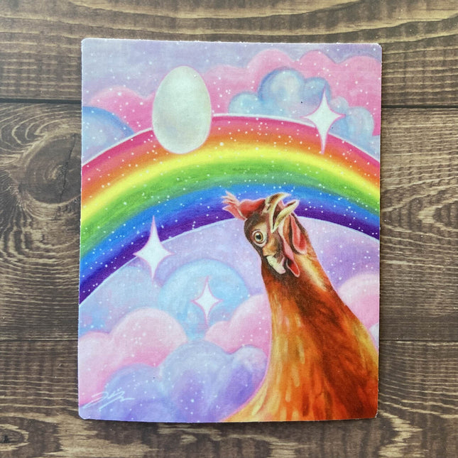 Nostalgia Hen - Pink Rainbow Y2K Vinyl Chicken Sticker