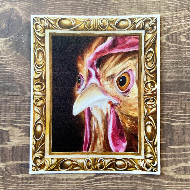 Hennifer - Gold Frame Chicken Vinyl Sticker