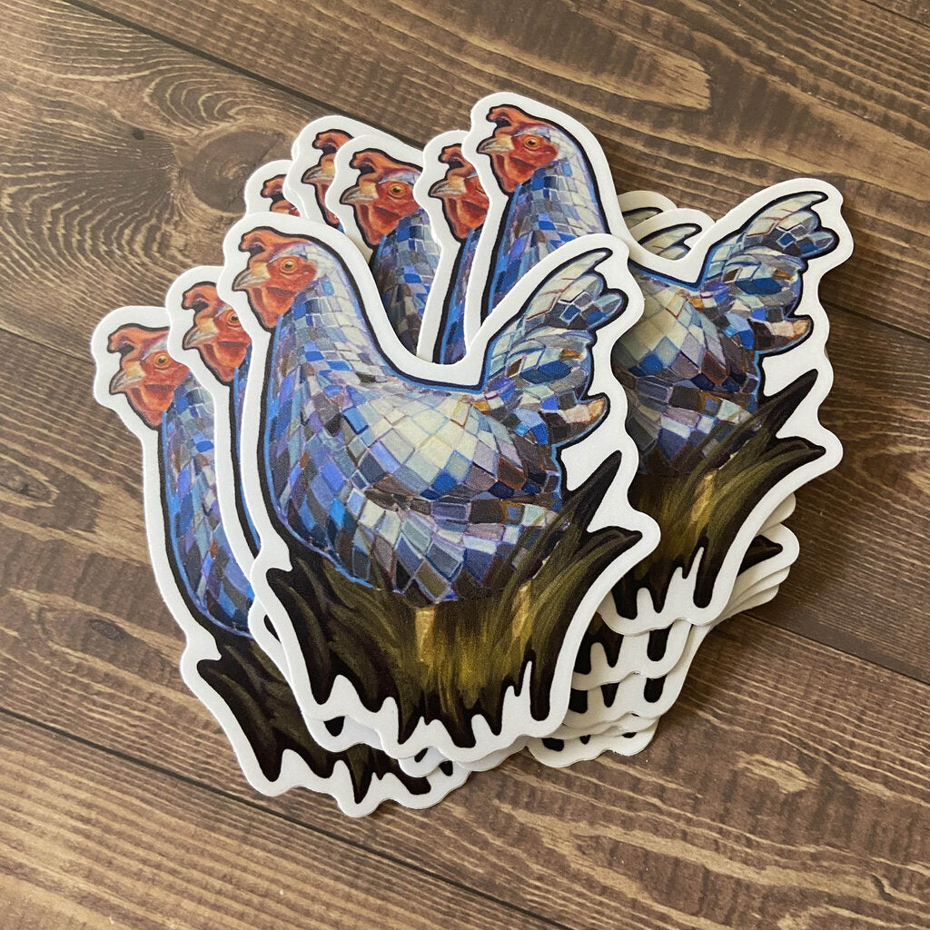 Disco Girl - Mirrorball Chicken Matte Vinyl Sticker
