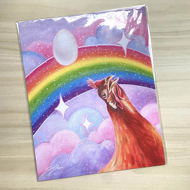 Nostalgia Hen - Rainbow Chicken 8x10 Art Print