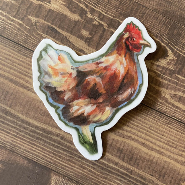 Orange Hen Vinyl Chicken Sticker