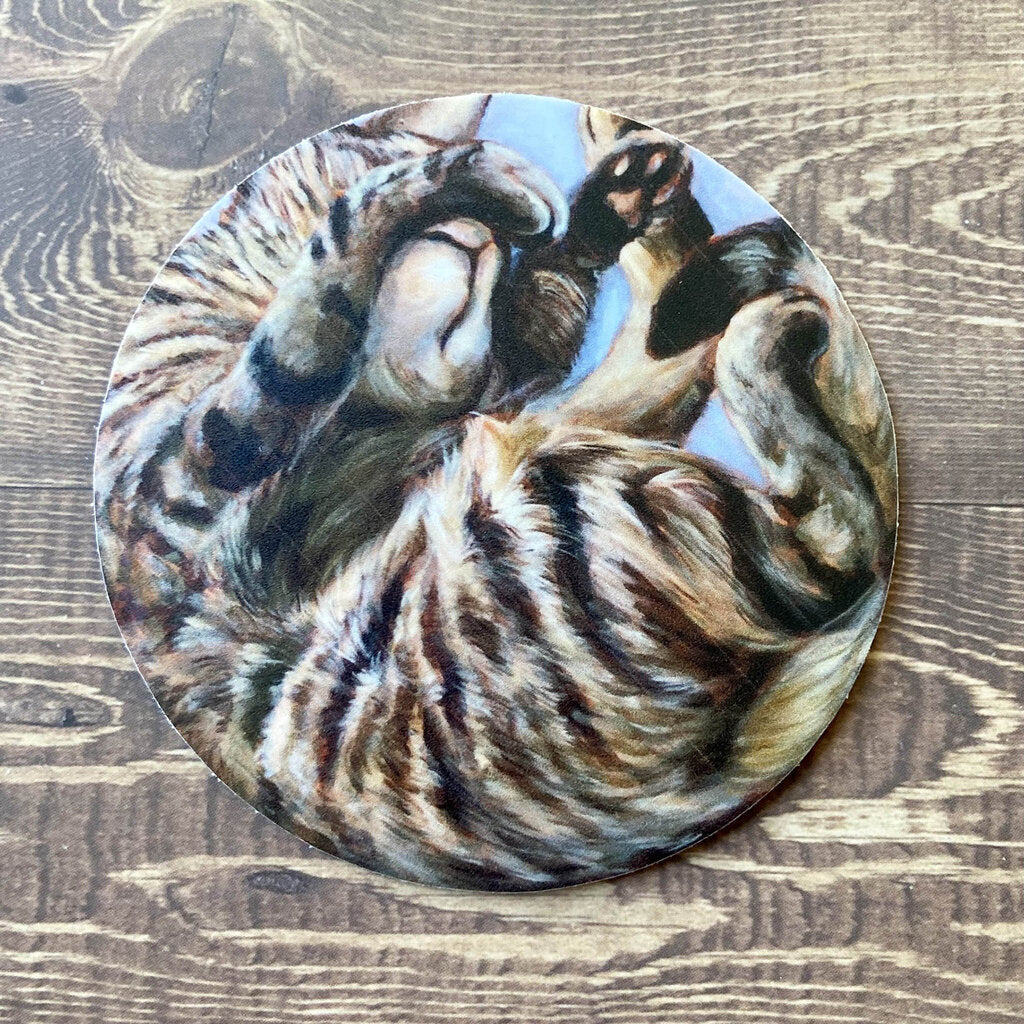 Round Cat - Sleeping Tabby Cat Vinyl Sticker