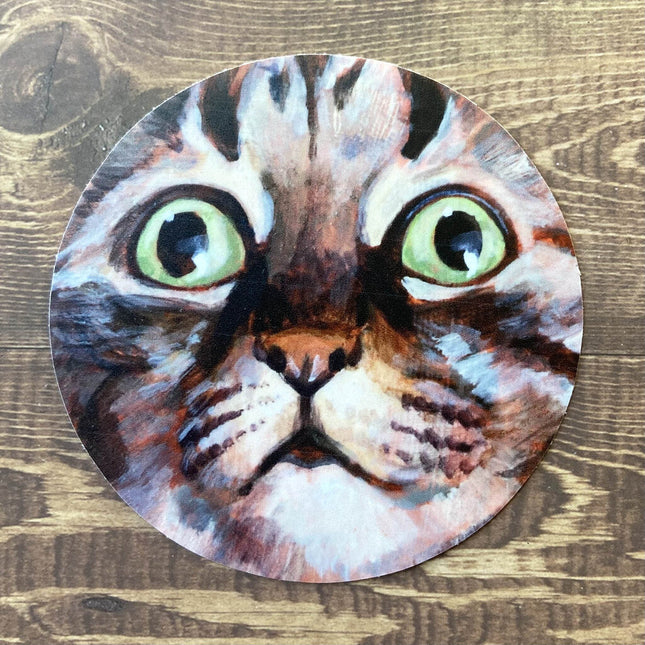 Alert Eyes - Round Cat Face Vinyl Sticker