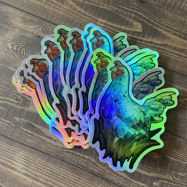Disco Girl - Mirrorball Chicken Holographic Vinyl Sticker