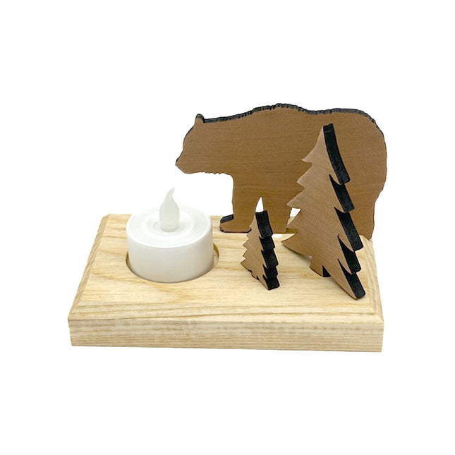 Candle Holder With Bear and Trees