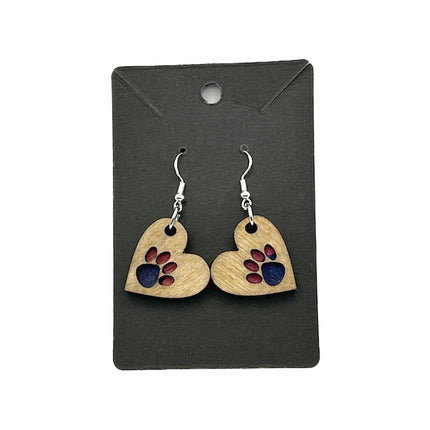 Heart/Paw Earrings Blue and Pink