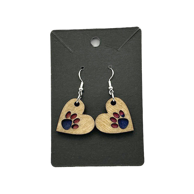 Heart/Paw Earrings Blue and Pink