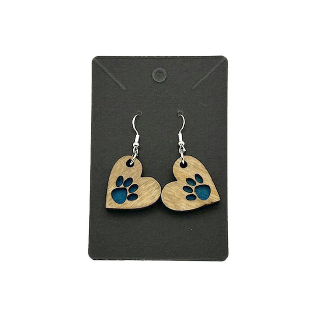 Heart/Paw Earrings Dark Blue