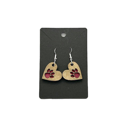 Heart/Paw Earrings Pink
