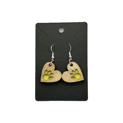 Heart/Paw Earrings Yellow