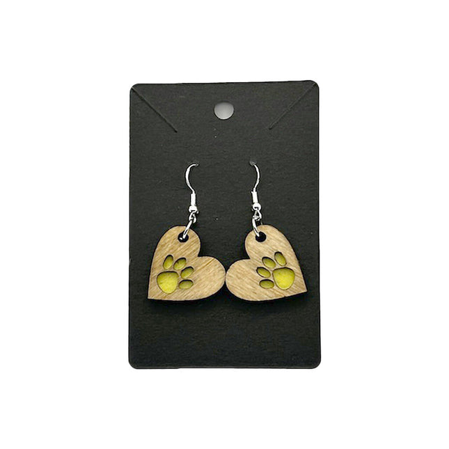 Heart/Paw Earrings Yellow