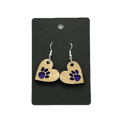 Heart/Paw Earrings Purple