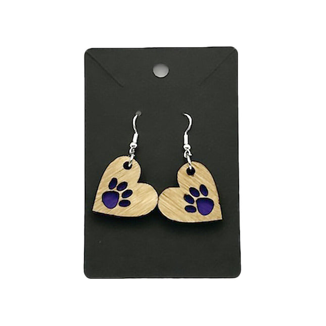 Heart/Paw Earrings Purple